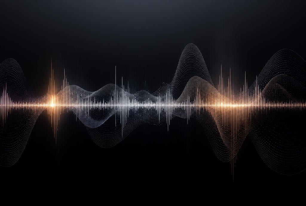 Abstrakcyjna fala dźwiękowa na ciemnym tle, symbol streamingu muzyki