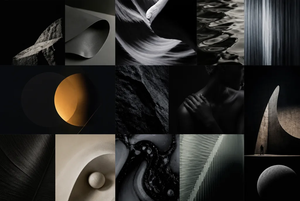 Marketing na Pintereście: jak zwiększyć zasięg i ruch na stronę 6 Nowoczesna abstrakcyjna kompozycja typu moodboard nawiązująca do wizualnego odkrywania na Pintereście