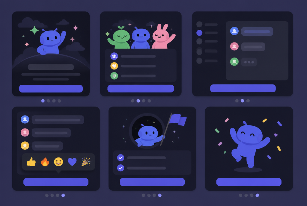 Ekran powitalny nowego serwera Discord z rolami i pierwszą akcją