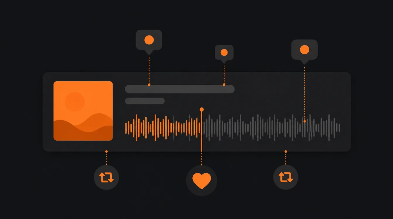 Obserwujący i lajki na SoundCloud: jak je zdobyć i co realnie robią 3 Komentarze przypięte do znacznika czasu na osi utworu